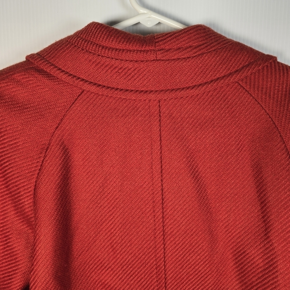 Talbots Womens Burnt Orange Wool Blend Textured Ribbed  Blazer Jacket Size 14 - Picture 10 of 13